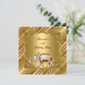 Golden Elephant Elite Elegant Gold Birthday Party Kaart (Staand voorkant)