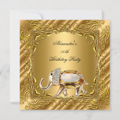 Golden Elephant Elite Elegant Gold Birthday Party Kaart (Voorkant)
