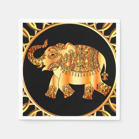 Golden Elephant Paper Party Napkins Servet (Voorkant)