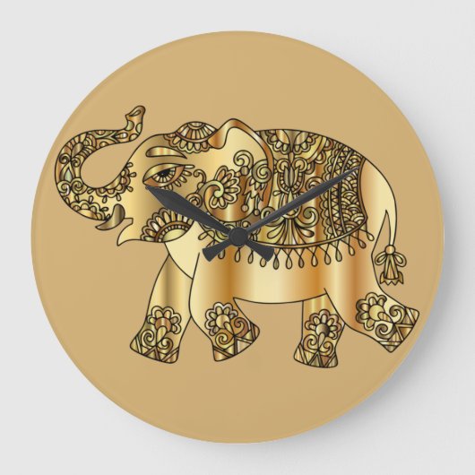 Golden Elephant Wall Clock Grote Klok (Voorkant)