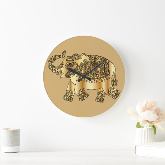Golden Elephant Wall Clock Grote Klok (Huis)