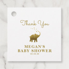 Golden Elephant White Baby shower Bedankt Bedankjes Labels