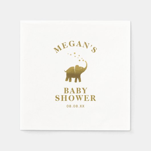 Golden Elephant White Baby shower Servet (Voorkant)