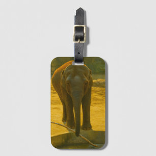 Golden Elephant Wisdom - Majestic Wildlife Bagagelabel