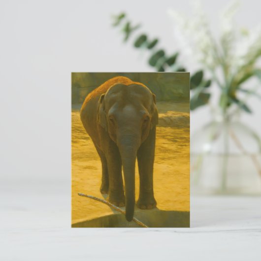 Golden Elephant Wisdom - Majestic Wildlife Briefkaart (Staand voorkant)
