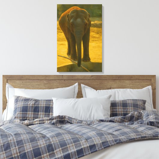 Golden Elephant Wisdom - Majestic Wildlife Canvas Afdruk (Insitu (Slaapkamer))