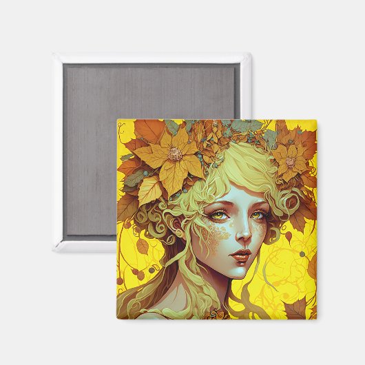 Golden Elf Fairy Fae Fantasy Art Magneet (Voorkant / Achterkant)