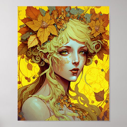 Golden Elf Fairy Fae Fantasy Art Poster (Voorkant)