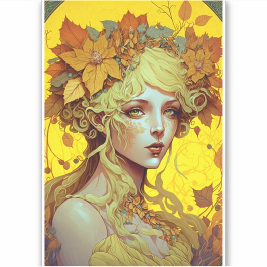Golden Elf Fairy Fae Fantasy Art Sticker (Voorkant)