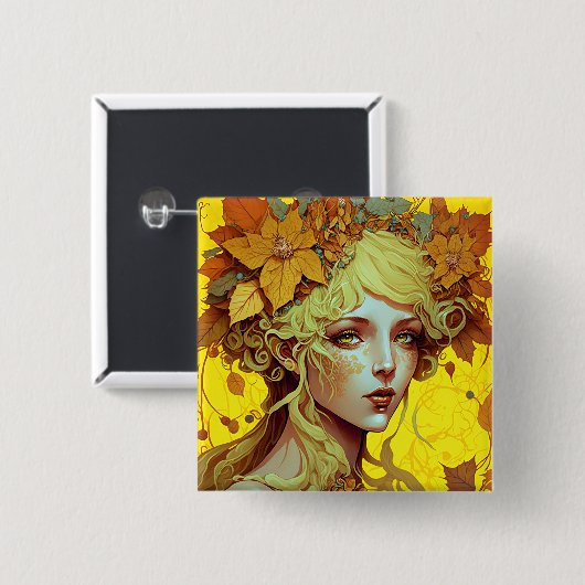 Golden Elf Fairy Fae Fantasy Art Vierkante Button 5,1 Cm (Voorkant /achterkant)