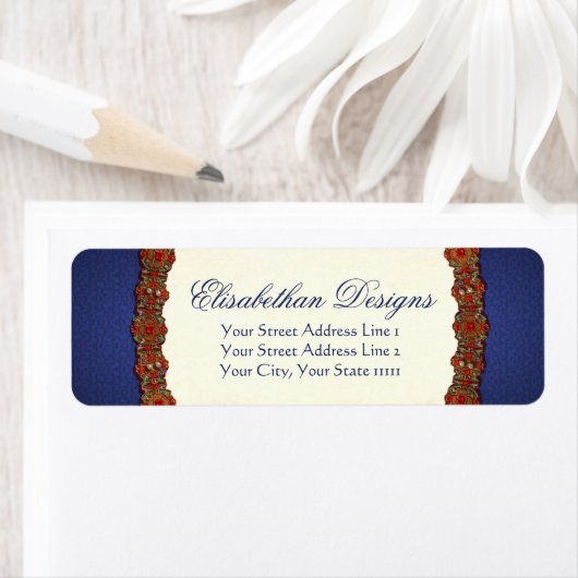 Golden Elizabethan Tudor Damask Jewel Etiket (Insitu)