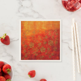 Golden Ember Floral Batik Servet