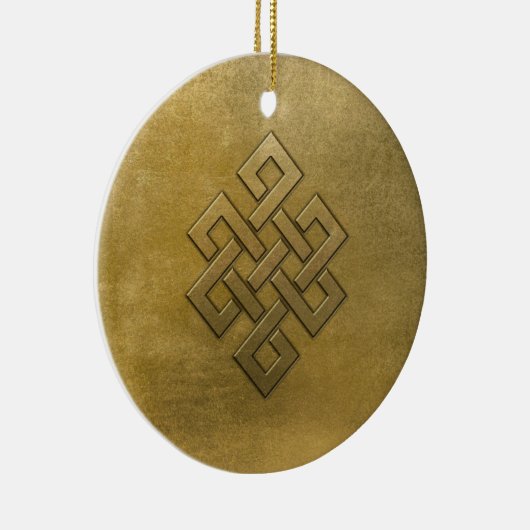 Golden Embossed Eindeloos Knot Keramisch Ornament (Rechts)