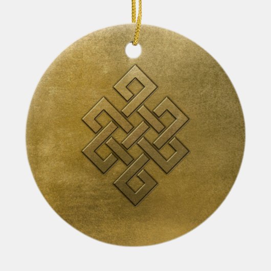 Golden Embossed Eindeloos Knot Keramisch Ornament (Voorkant)