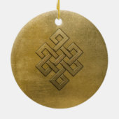 Golden Embossed Eindeloos Knot Keramisch Ornament (Achterkant)