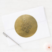 Golden Embossed Eindeloos Knot Ronde Sticker (Envelop)
