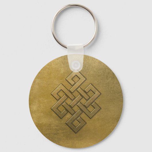 Golden Embossed Eindeloos Knot Sleutelhanger (Voorkant)