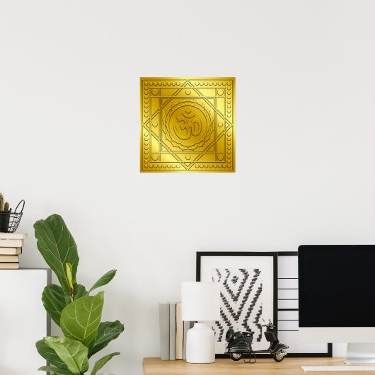 Golden Embossed Om Design Poster (Thuiskantoor)