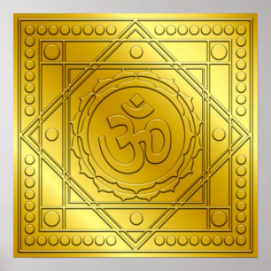 Golden Embossed Om Design Poster