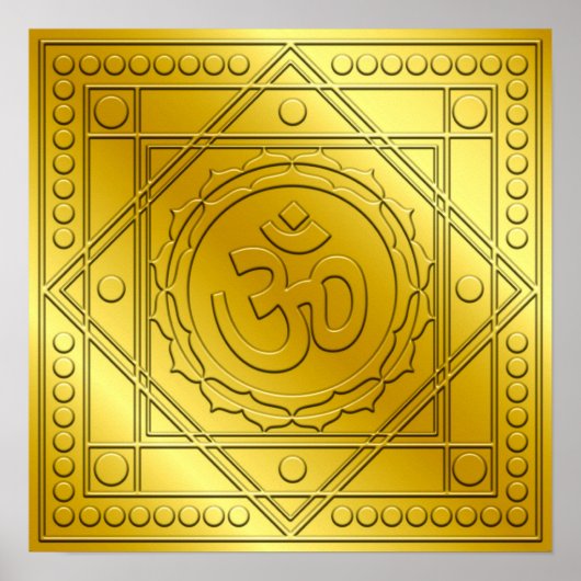 Golden Embossed Om Design Poster (Voorkant)