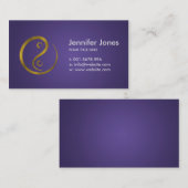 Golden Embossed Yin Yang symbool op paars Visitekaartje (Voorkant / Achterkant)