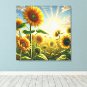 Golden Embrace Zonnebloem Canvas Afdruk (Insitu (Houten vloer))