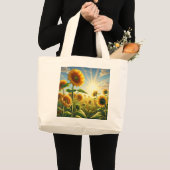 Golden Embrace Zonnebloem Grote Tote Bag (Voorkant (product))