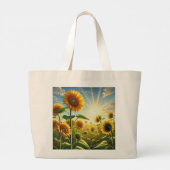 Golden Embrace Zonnebloem Grote Tote Bag (Achterkant)