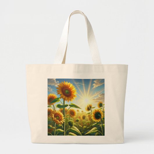 Golden Embrace Zonnebloem Grote Tote Bag (Voorkant)