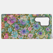 Golden Embroidered Pastel Floral Phone Case Samsung Galaxy Hoesje (Achterkant horizontaal)