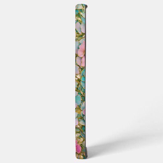 Golden Embroidered Pastel Floral Phone Case Samsung Galaxy Hoesje (Linkerkant)