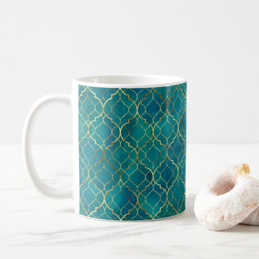 Golden Emerald Geometry Koffiemok (Met donut)