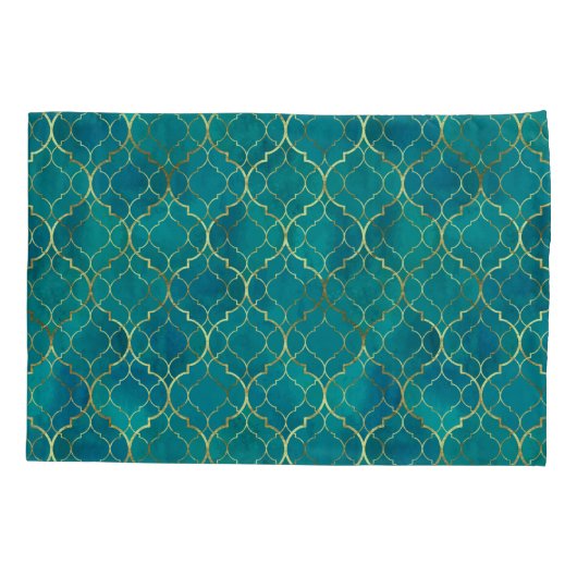 Golden Emerald Geometry Kussensloop (Achterkant)