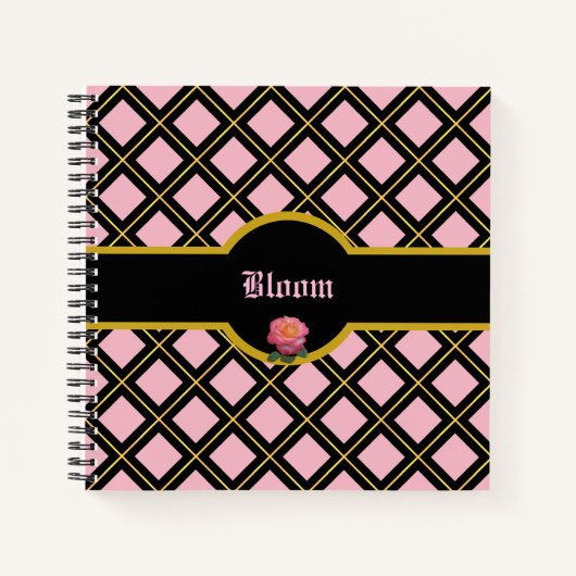 Golden en Black Diamond Pattern Notitieboek (Voorkant)