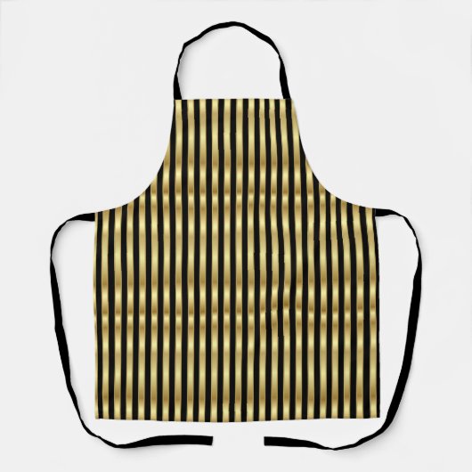 Golden en Black Elegant Stripes 2 Schort (Voorkant)