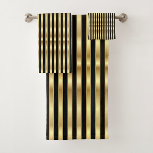 Golden en Black Elegant Stripes Bad Handdoek (Insitu)