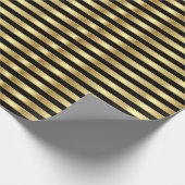 Golden en Black Elegant Stripes Cadeaupapier (Hoek)