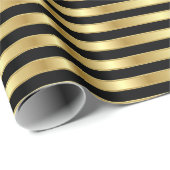 Golden en Black Elegant Stripes Cadeaupapier (Rol Hoek)