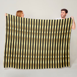Golden en Black Elegant Stripes Fleece Deken