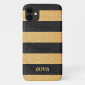 Golden en Black Glitter Case-Mate iPhone Case (Achterkant)