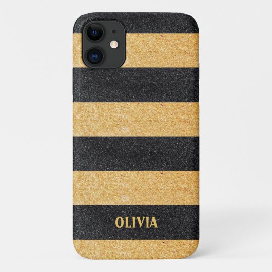 Golden en Black Glitter Case-Mate iPhone Case (Achterkant)