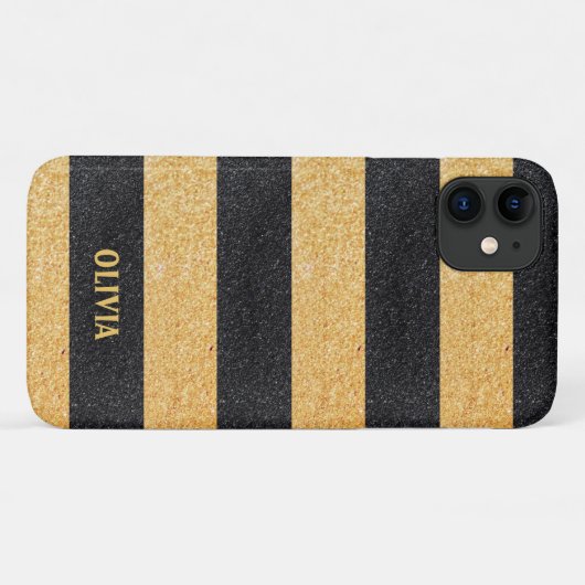 Golden en Black Glitter Case-Mate iPhone Case (Achterkant (horizontaal))