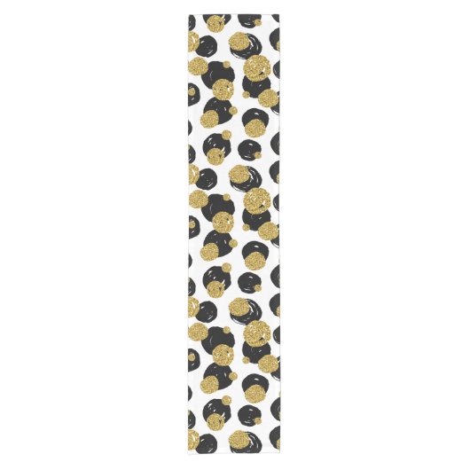 Golden en Black Stippen Pattern Korte Tafelloper (Voorkant)