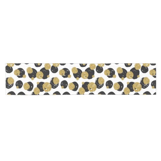 Golden en Black Stippen Pattern Korte Tafelloper (Horizontaal)