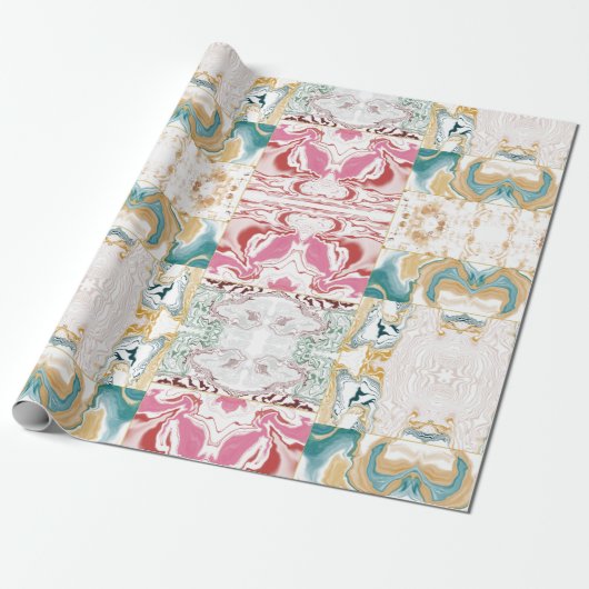 Golden en blauwe marmer cadeaupapier (Uitgerold)