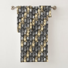 Golden en grijze vlekken, rechthoekige stukken, me bad handdoek