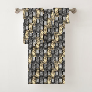 Golden en grijze vlekken, rechthoekige stukken, me bad handdoek