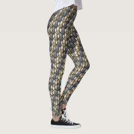 Golden en grijze vlekken, rechthoekige stukken, me leggings