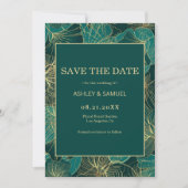 Golden en groene bladeren save the date (Voorkant)