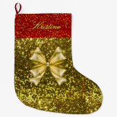 Golden- en Rode glitters met Bow Grote Kerstsok (Voorkant)